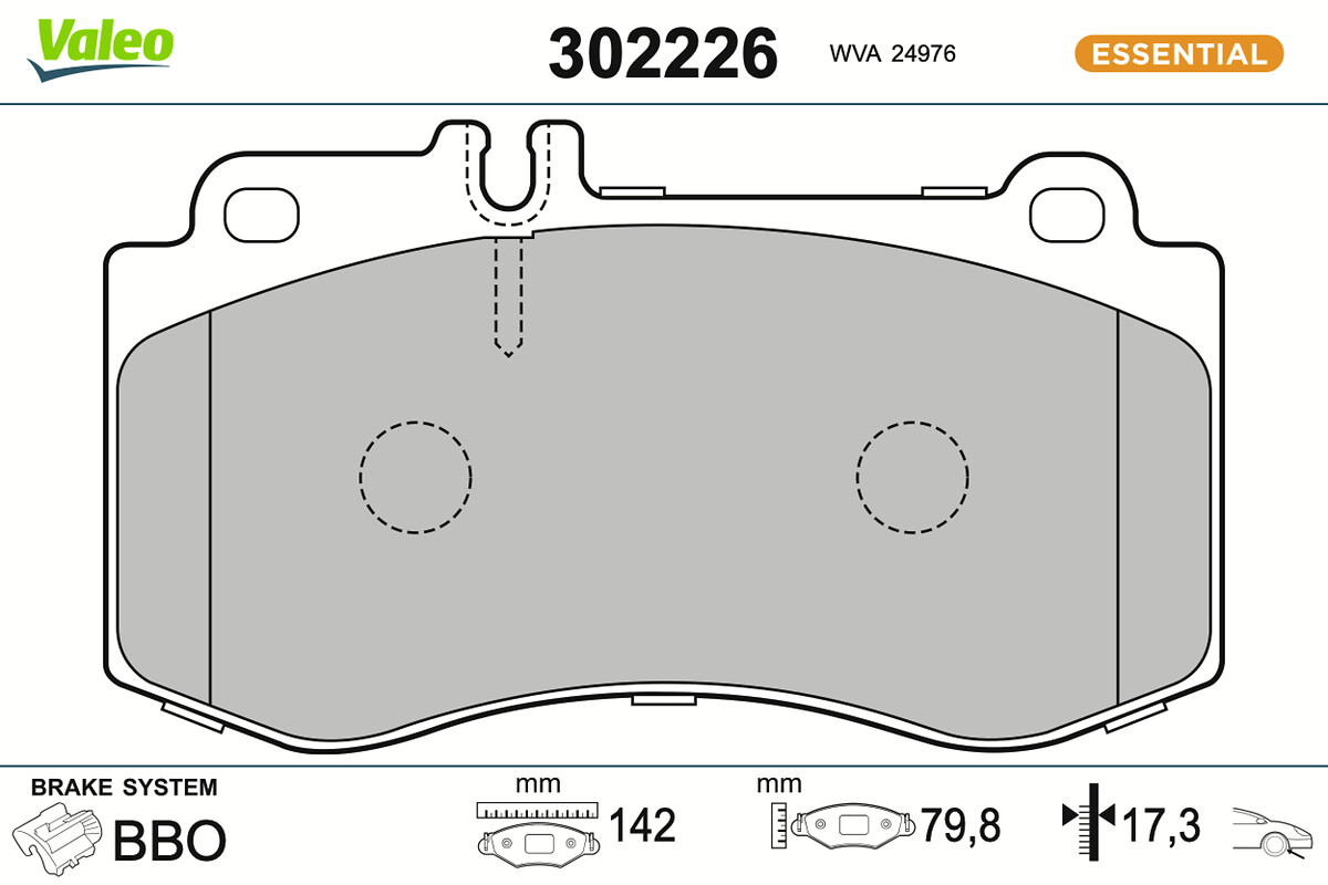 Jeu de 4 plaquettes de frein VALEO ref. 302226